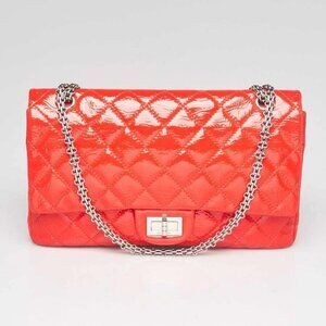 Chanel Red 2.55 Reissue Quilted Patent Leather 227 Jumbo Flap Bag